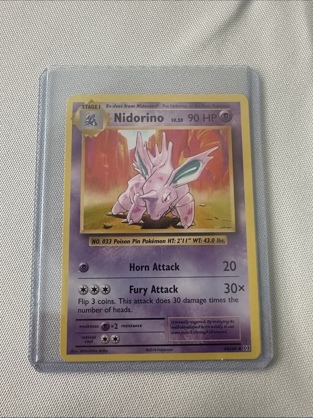 2016 Nidorino Pokémon #44/108